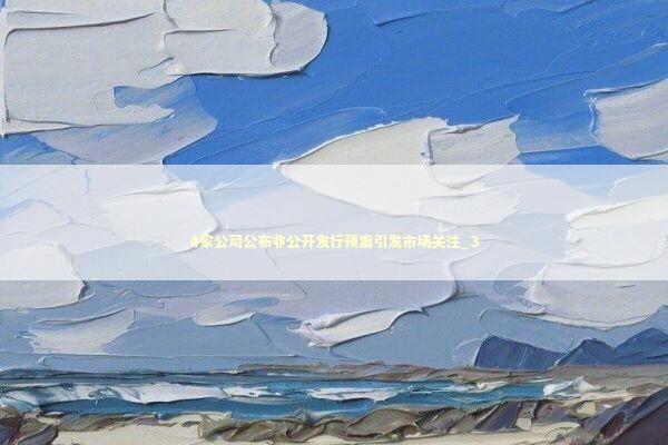 4家公司公布非公开发行预案引发市场关注_3 新闻